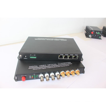 4 canales de vídeo +4 canales de audio 1 canal de inversa RS232 / 422/485 de fibra óptica transceptor